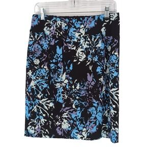 Lysse Women's Black/Blue /Purple/White Floral Pencil Skirt Size Medium